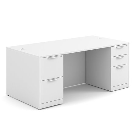 OFFICESOURCE OS Laminate Collection Double Full Pedestal Desk - 71'' x 36'' DBLFDPL101WH